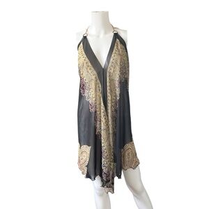 Janina Sheer Lightweight Mini Dress Cover Up Halter Silk Feel